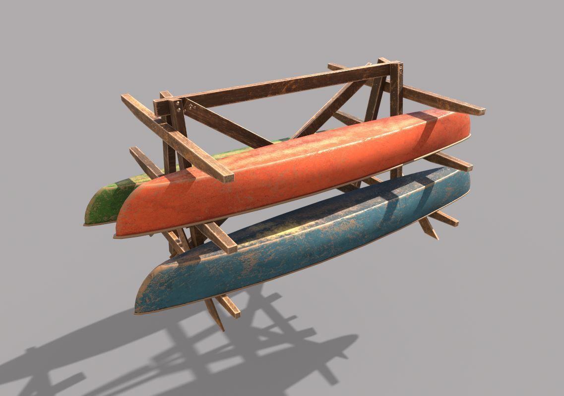 Canoe Storage Rack Low-poly 3D model_4