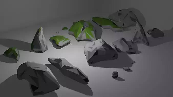 Rock Low Poly rocks on table