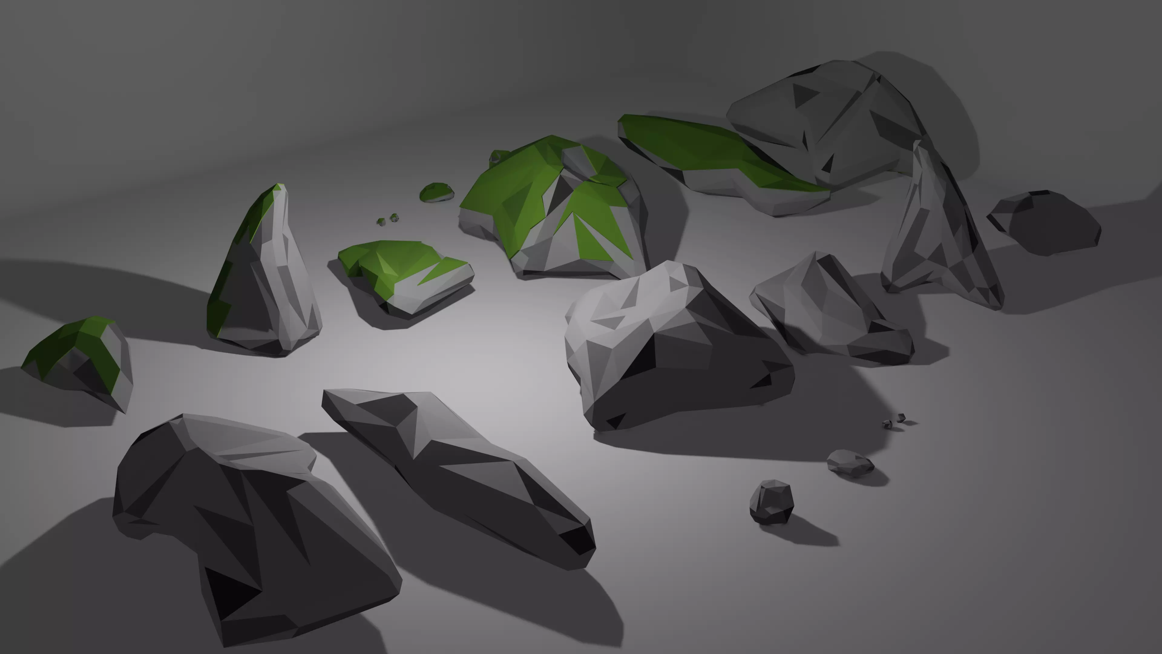Rock Low Poly rocks on table Free 3D model
