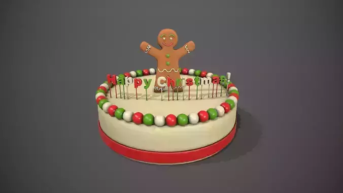 Gingerbread Man Happy Christmas Cake 