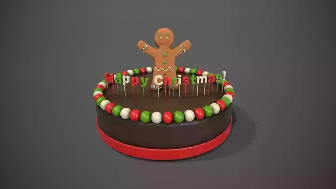 Gingerbread Man Happy Christmas Chocolate Cake  3D model