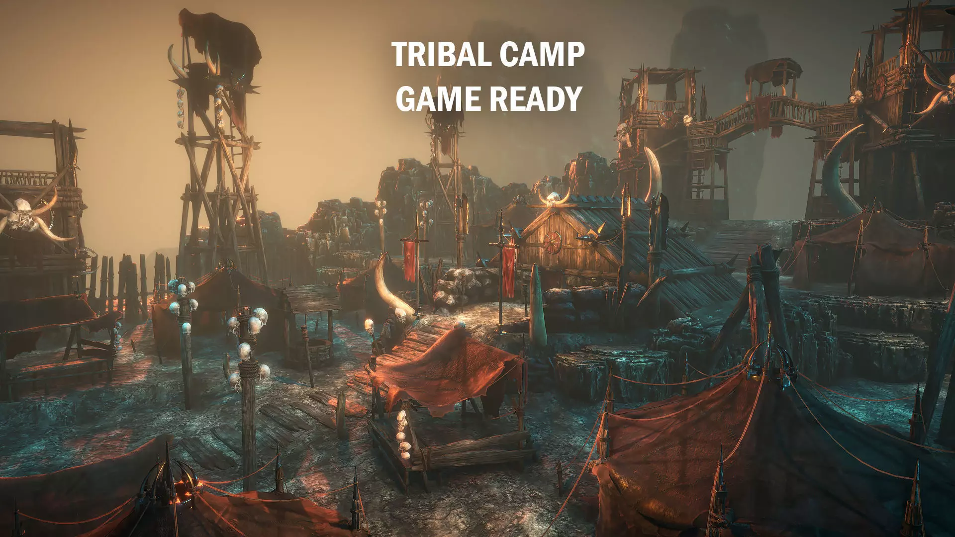 Tribal camp Low-poly 3D model_0