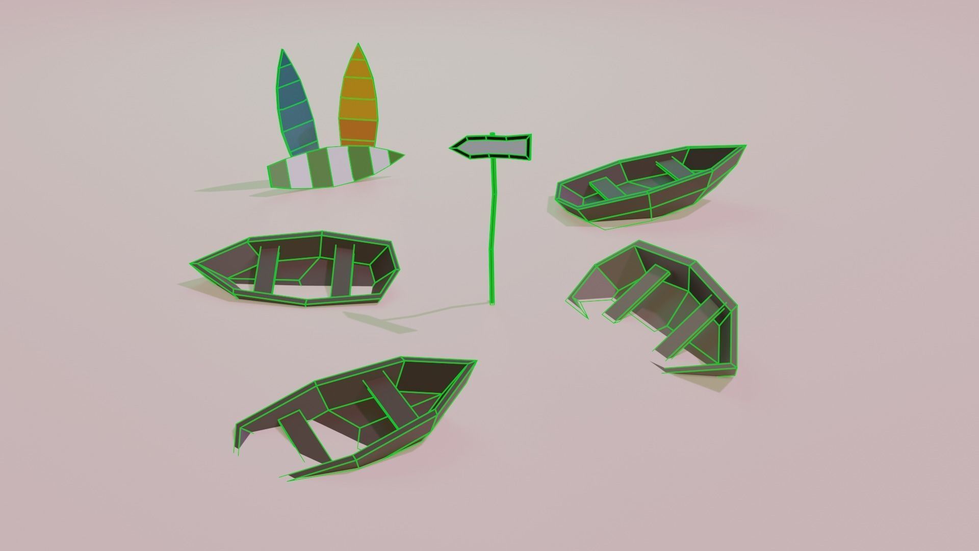 Beach and Summer themed LOW POLY Collection Low-poly 3D model_13