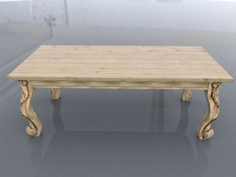 Vintage Dining Table Low-poly 3D model_1