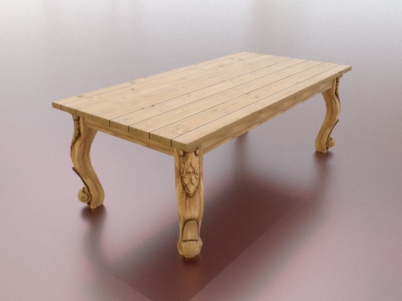 Vintage Dining Table Low-poly 3D model_2