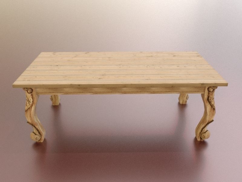Vintage Dining Table Low-poly 3D model_3