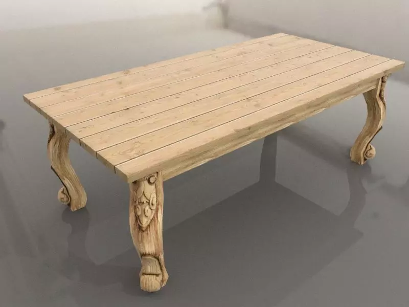Vintage Dining Table Low-poly 3D model_0