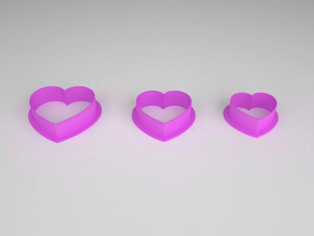Cookie Cutter - Heart x 3 sizes 3D print model_0