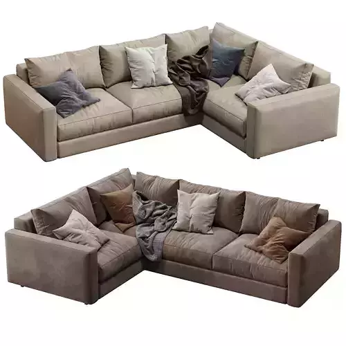 3d max sectional sofa with pillows