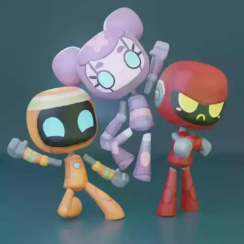 Cute Robots Full Pack Low-poly 3D model Cute Robots Full Pack Low-poly 3D model