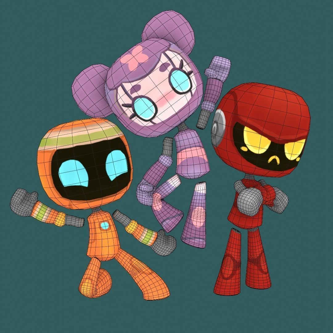Cute Robots Full Pack Low-poly 3D model_4