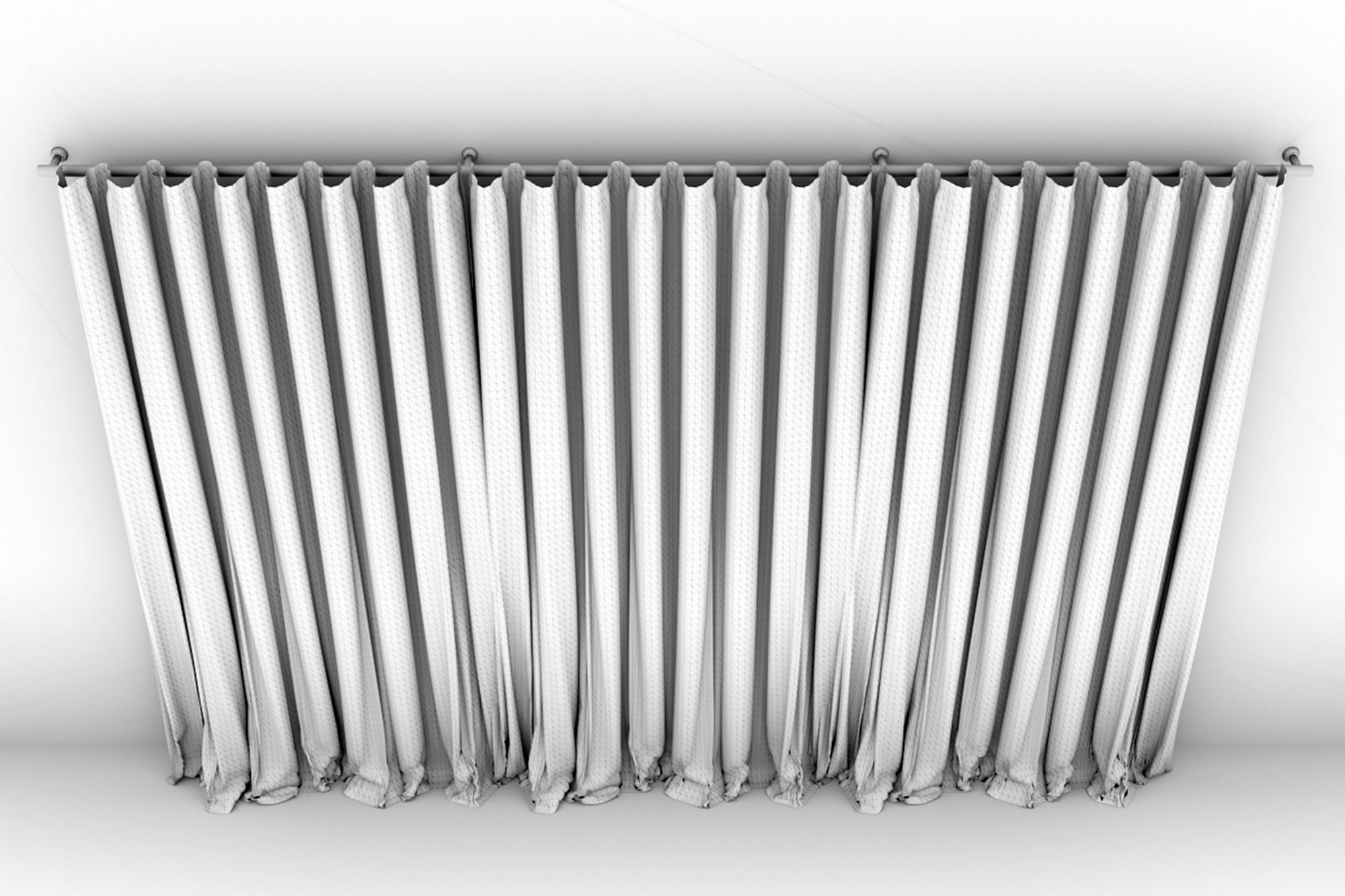 Large White Silk Curtains 3D model_11