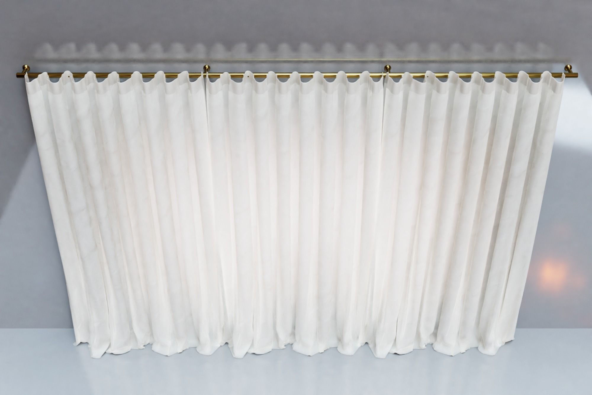 Large White Silk Curtains 3D model_9