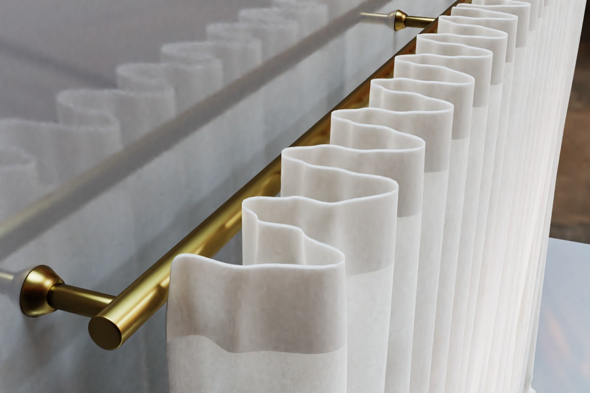 Large White Silk Curtains 3D model_6