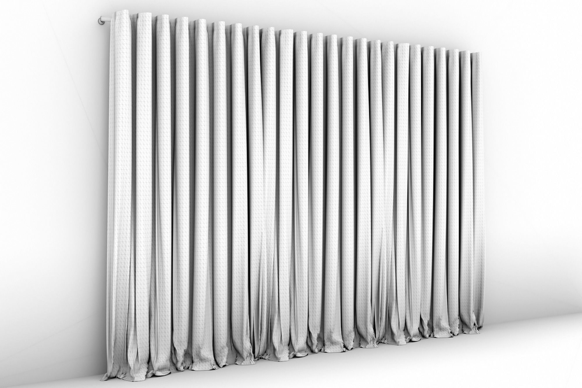 Large White Silk Curtains 3D model_14