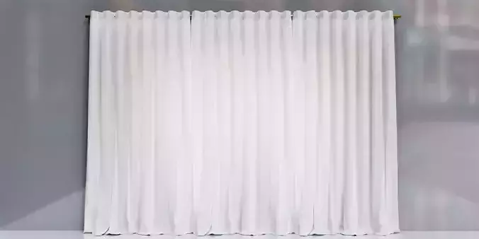 Large White Silk Curtains 3D model