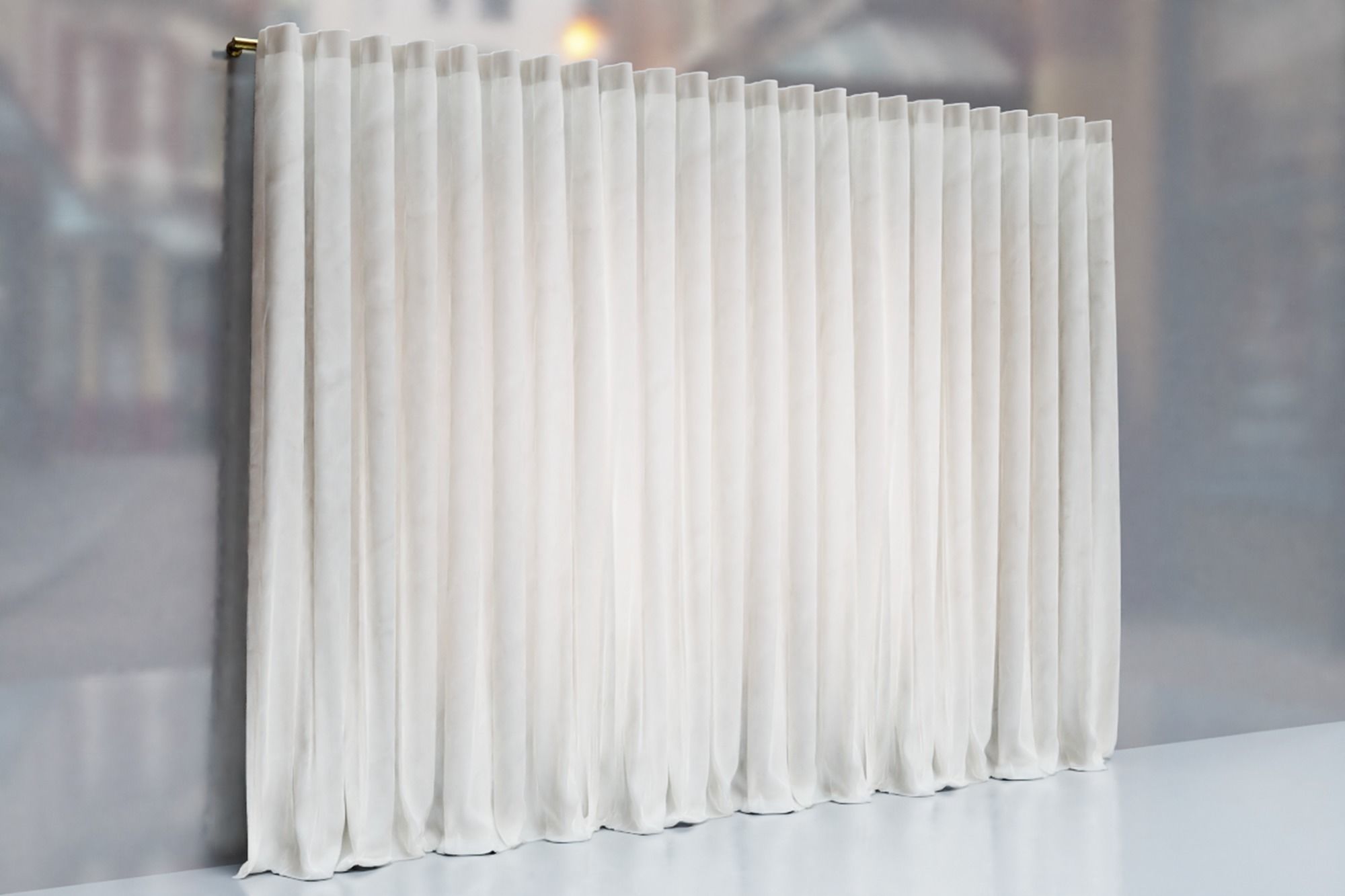 Large White Silk Curtains 3D model_3