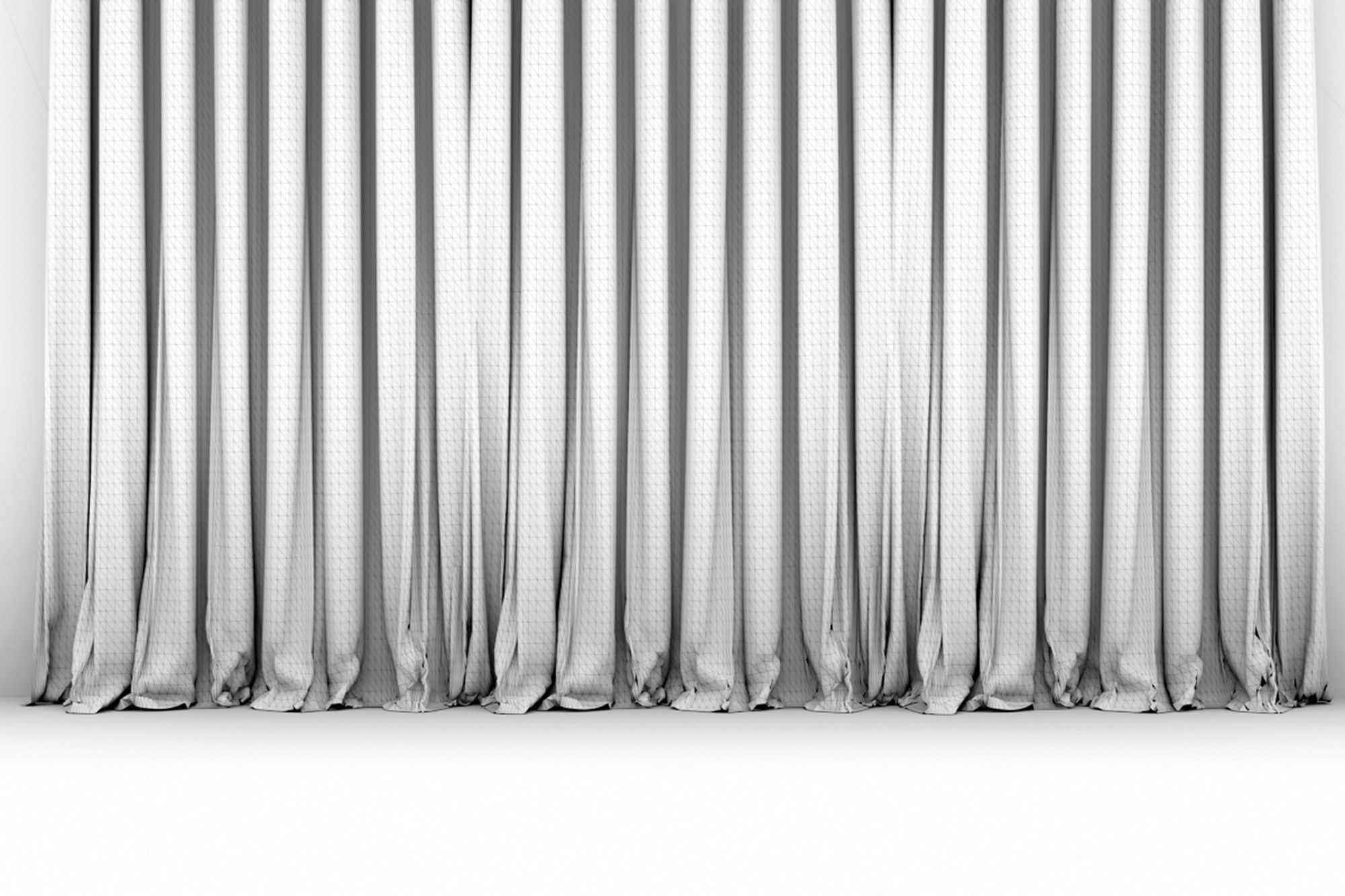 Large White Silk Curtains 3D model_13