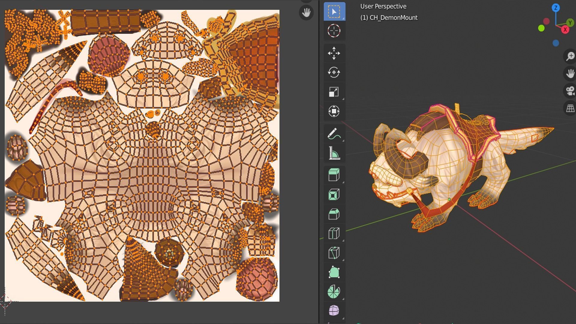 Animated Demon Mount Lowpoly Character Low-poly 3D model_5