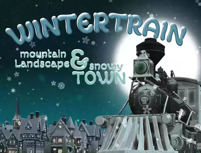 Winter Train Low-poly 3D model