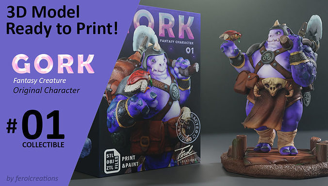 Gork Fantasy Creature 01- Ready for 3D Print 3D print model