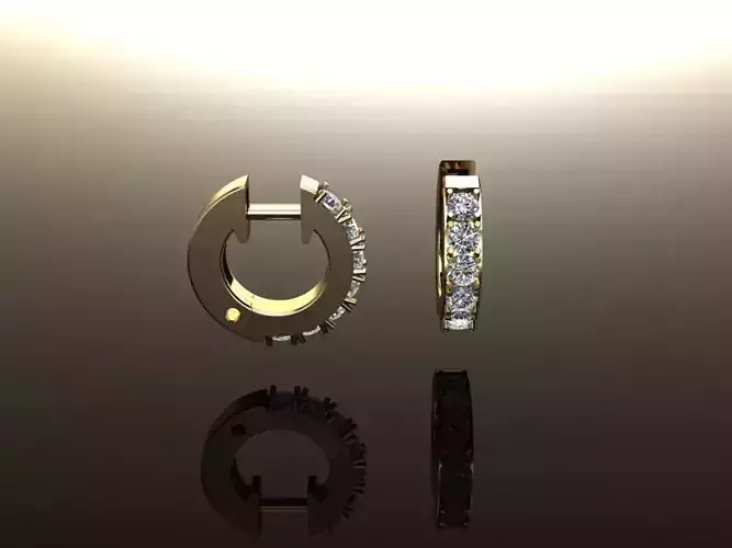 Small Size Diamond Dangle Hoop Earring 2MM 3D print model