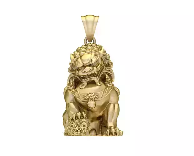 Sphinx chinese lion pendant in sterling silver
