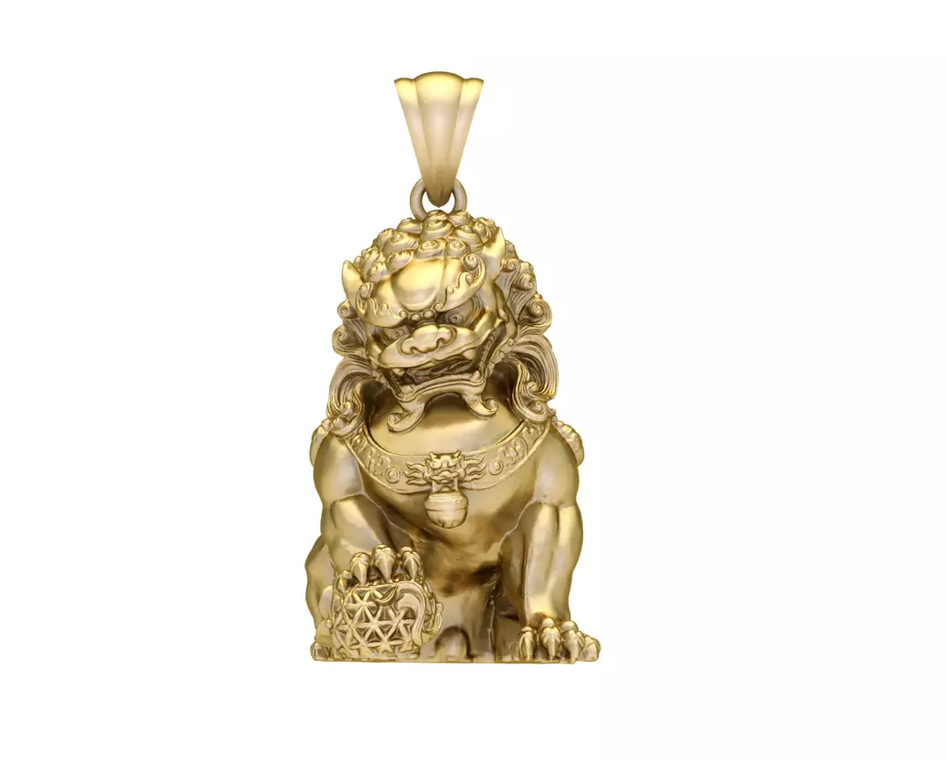 Sphinx chinese lion pendant in sterling silver 3D print model