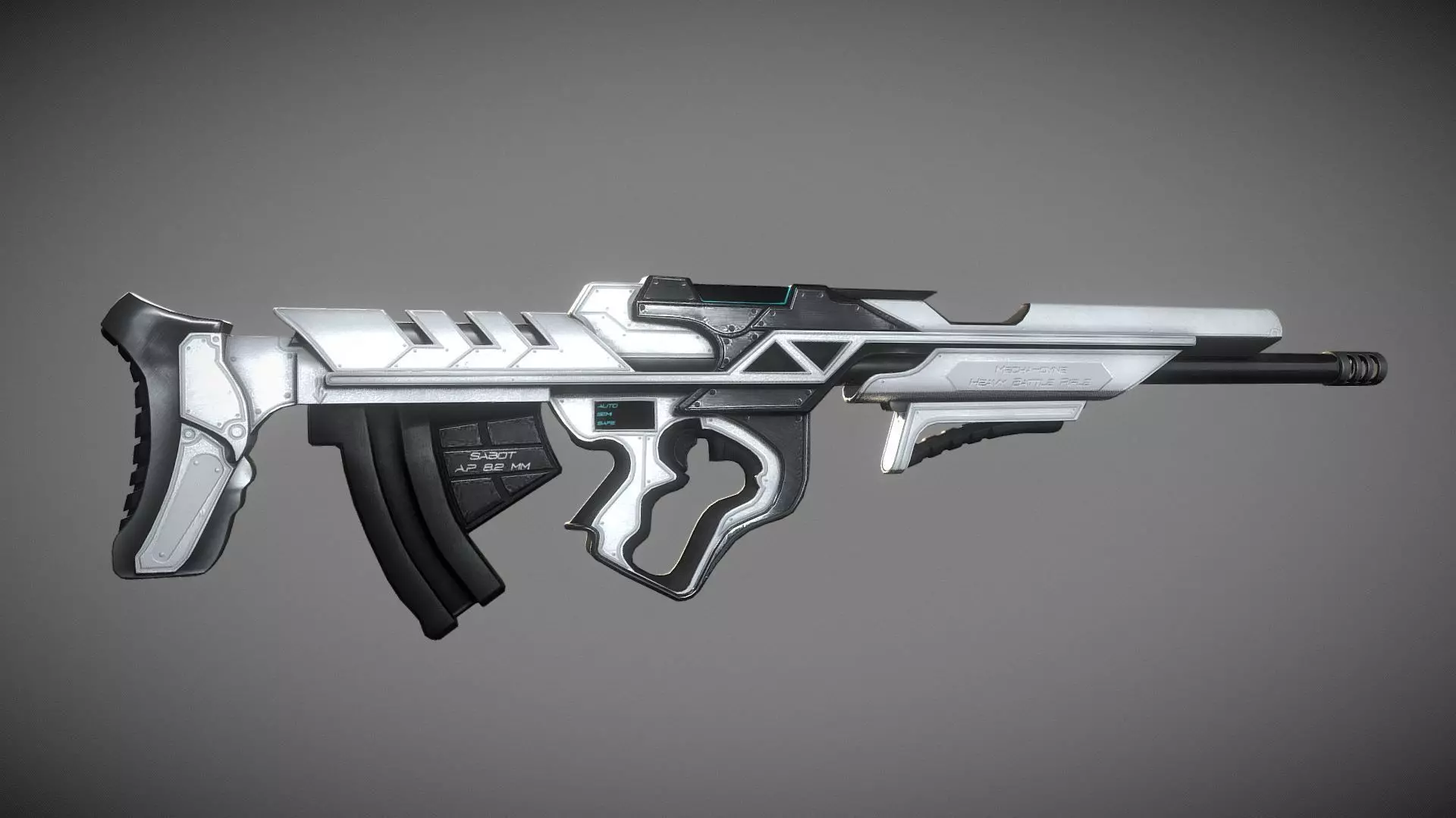 Cyberpunk Heavy BattleRifle Low-poly 3D model_0