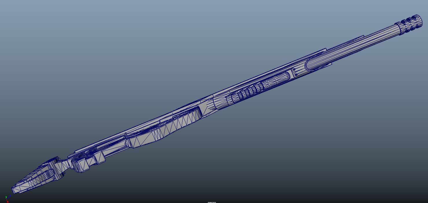 Cyberpunk Heavy BattleRifle Low-poly 3D model_8