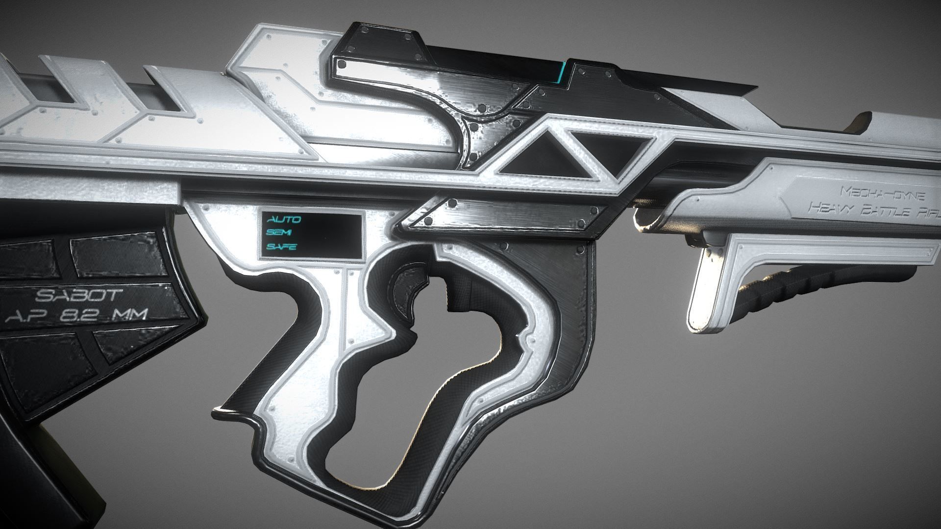 Cyberpunk Heavy BattleRifle Low-poly 3D model_2