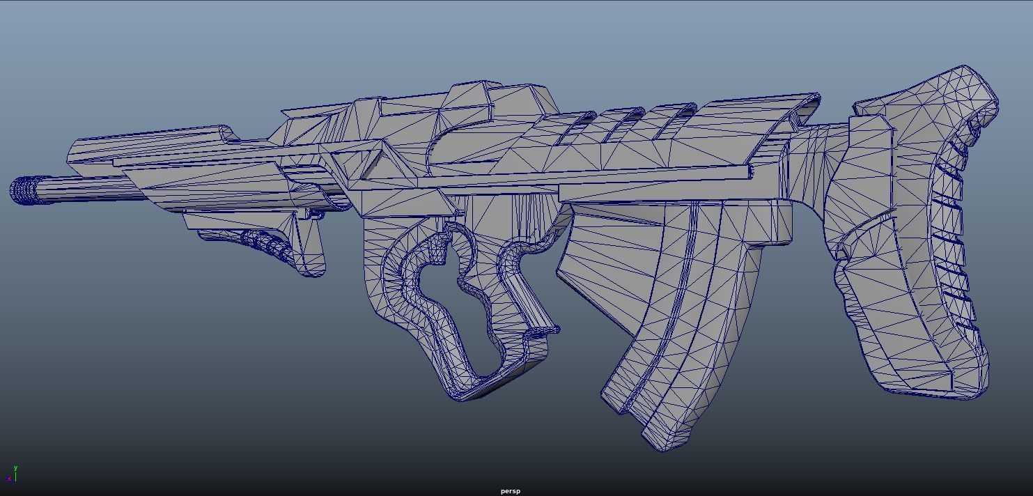 Cyberpunk Heavy BattleRifle Low-poly 3D model_5