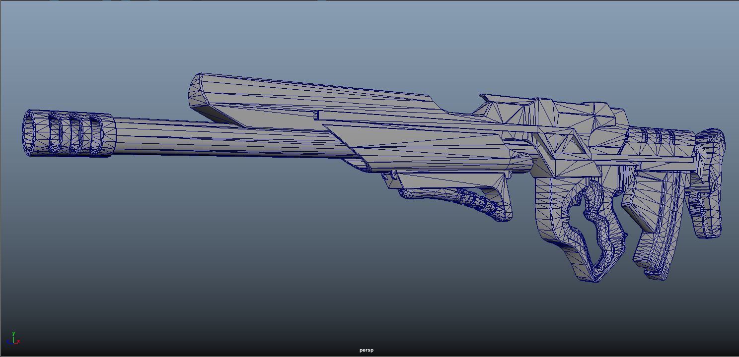 Cyberpunk Heavy BattleRifle Low-poly 3D model_6