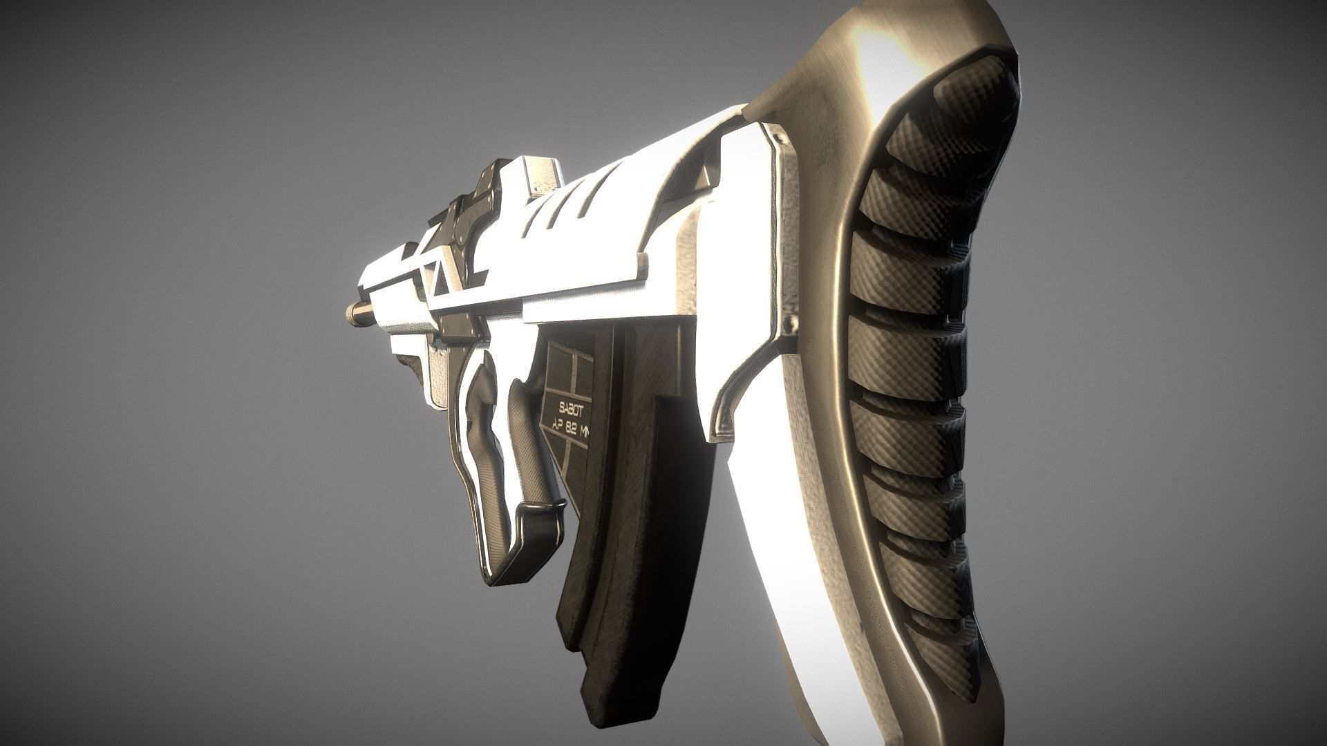 Cyberpunk Heavy BattleRifle Low-poly 3D model_4