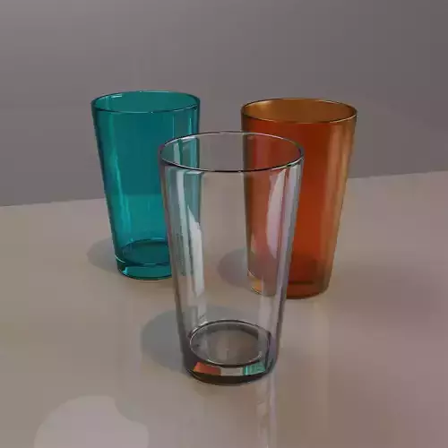 Glassware two teal glasses Low-poly 3D model