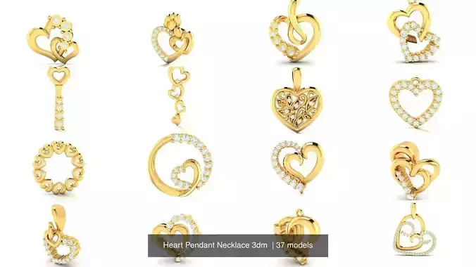 37 Heart Pendant Necklace 3dm  3D Model Collection