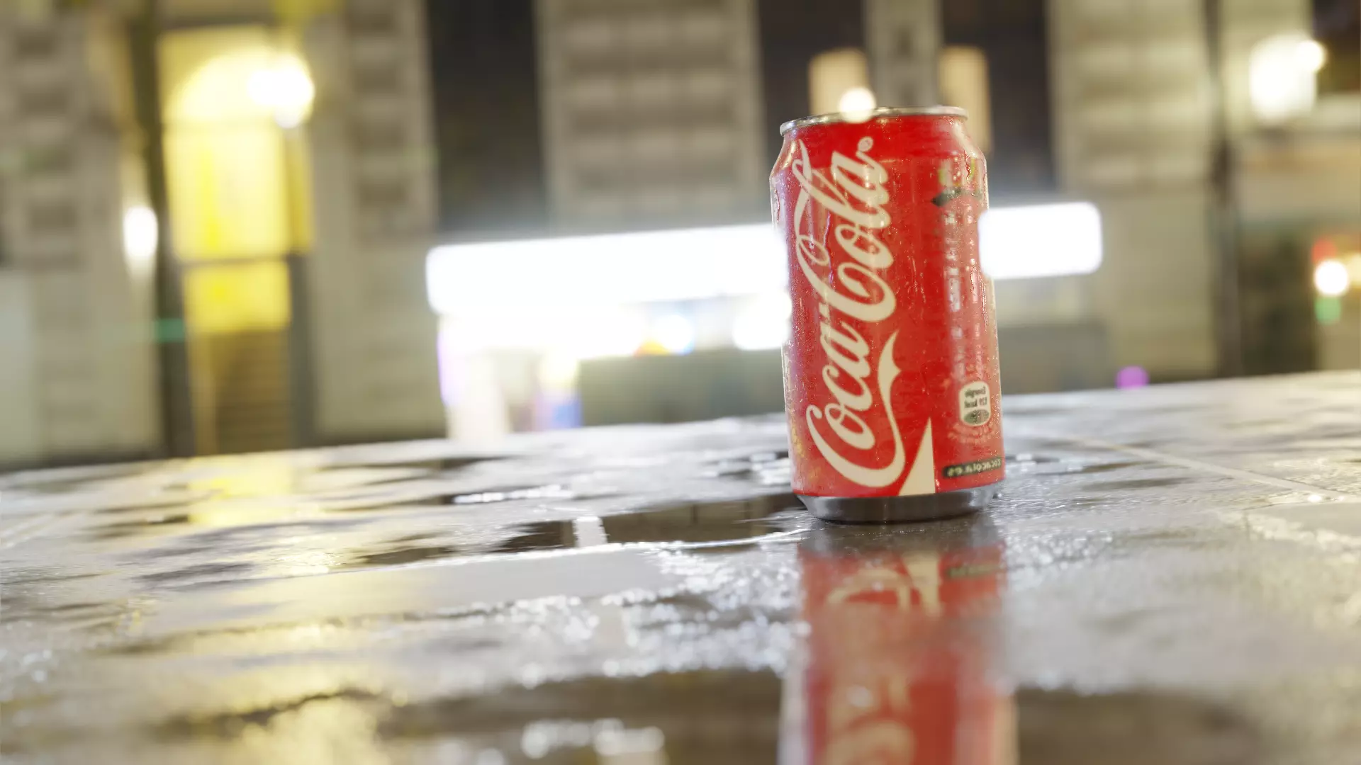 realistic cola model coca can on table at night 3D model