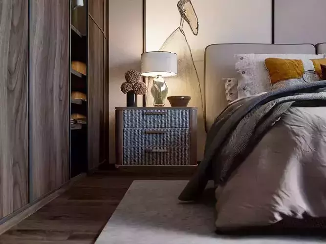 Bedroom with bed and nightstand