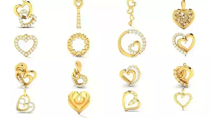 98 Heart Ring Earrings Pendant Necklace 3dm 3D Model Collection