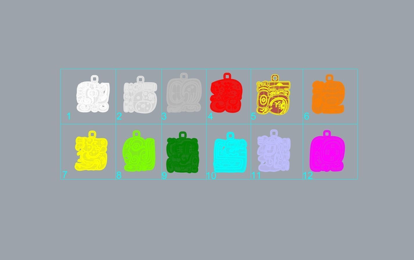 Mayan native glyph pendant 05 3D print model_15