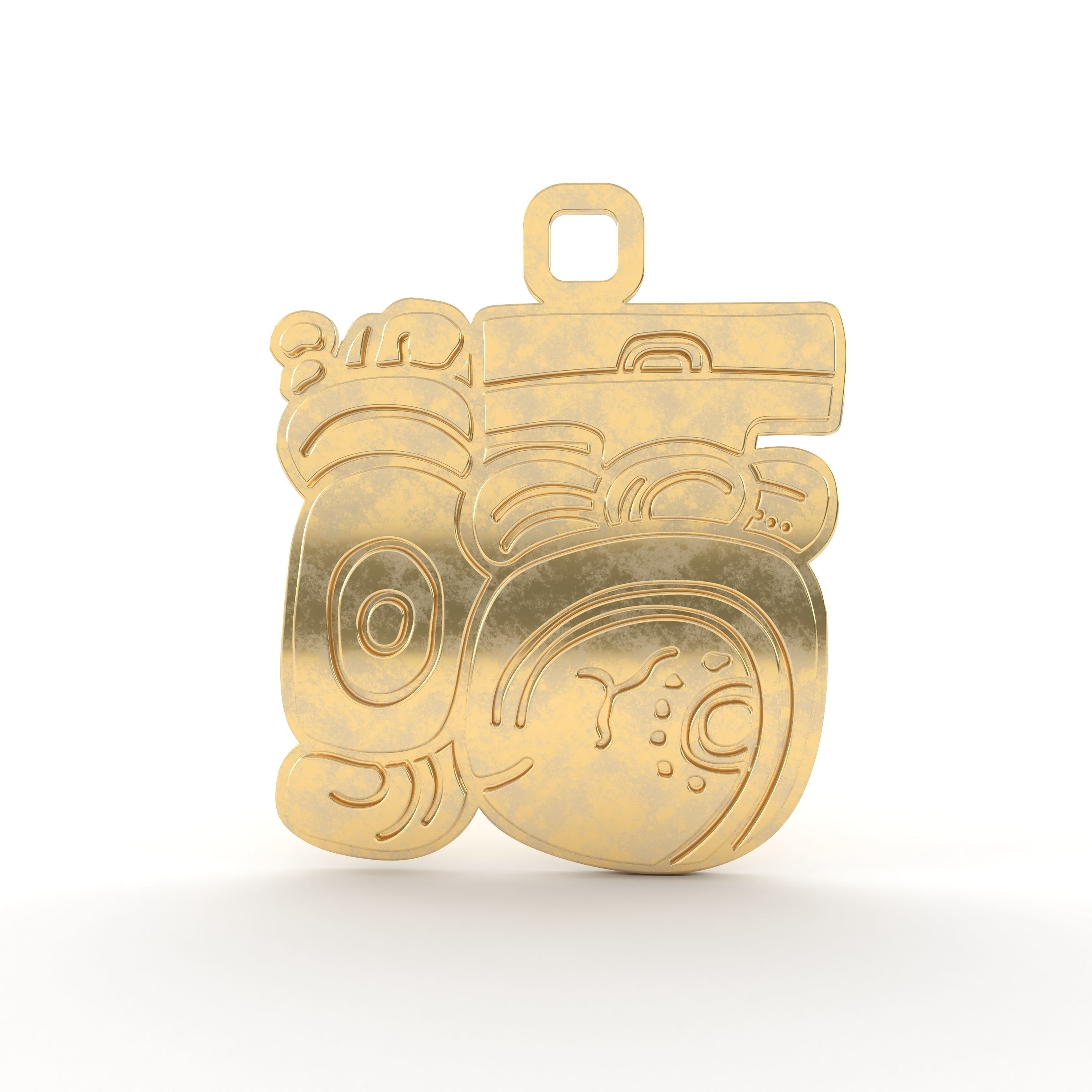 Mayan native glyph pendant 05 3D print model_2