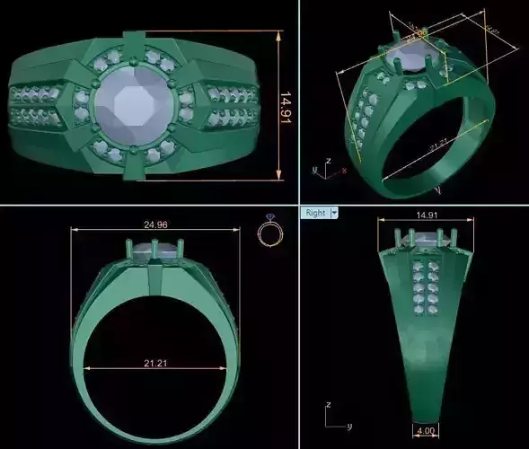 Ring man modern diamond RM-DRO-002 3D print model