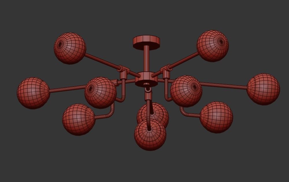 AGIRA modern brass and glass ceiling light 3D model_1