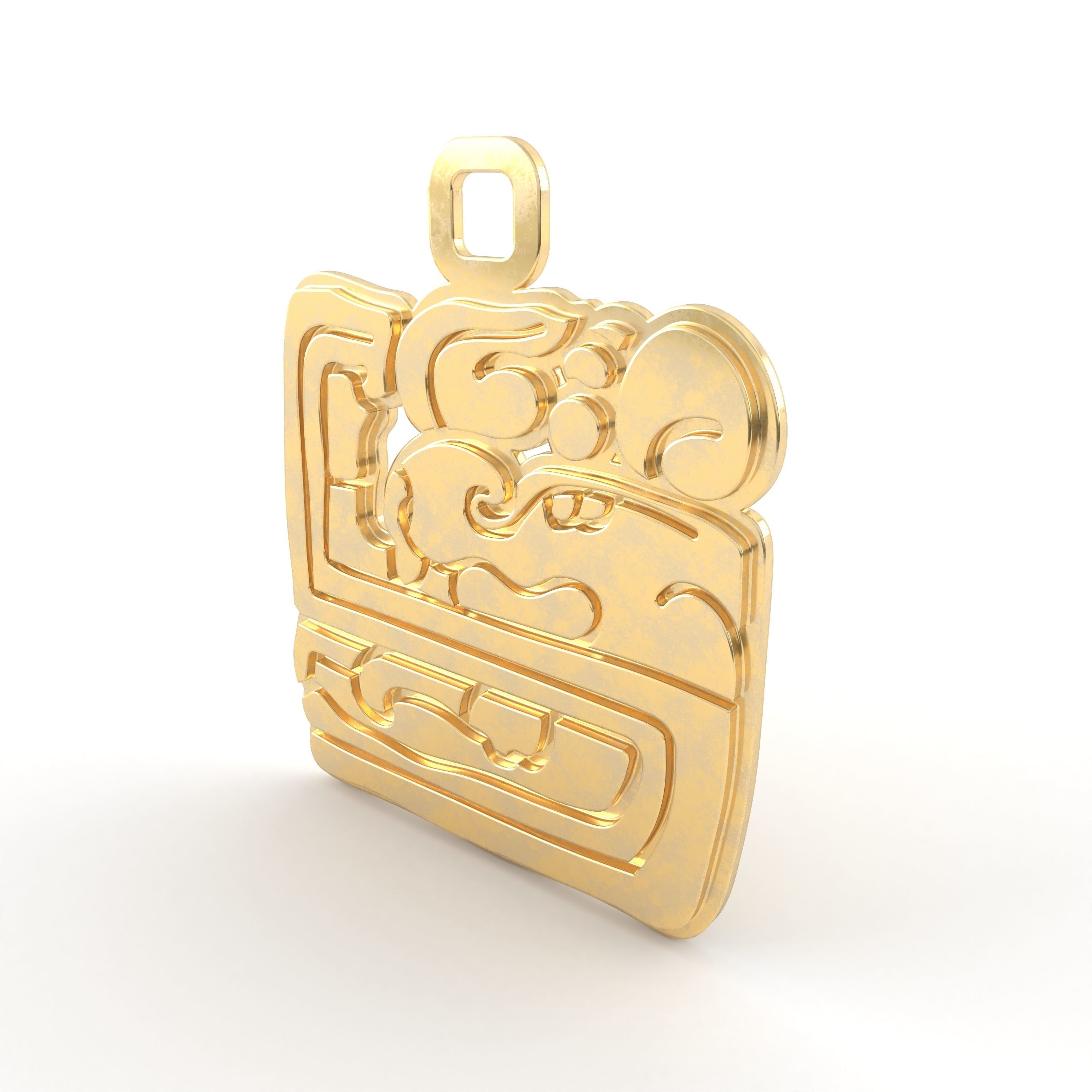 Mayan native glyph pendant 10 3D print model_2