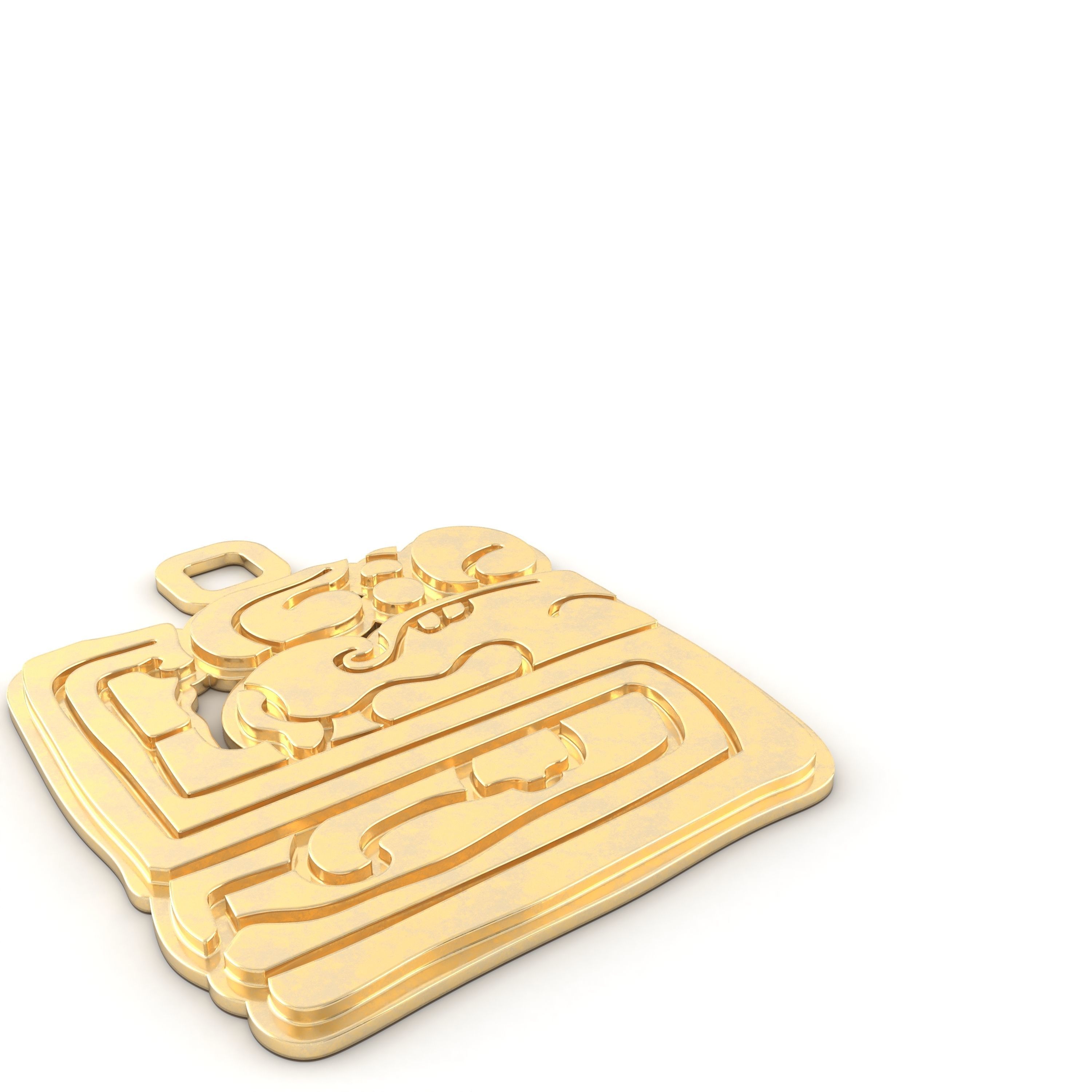 Mayan native glyph pendant 10 3D print model_4