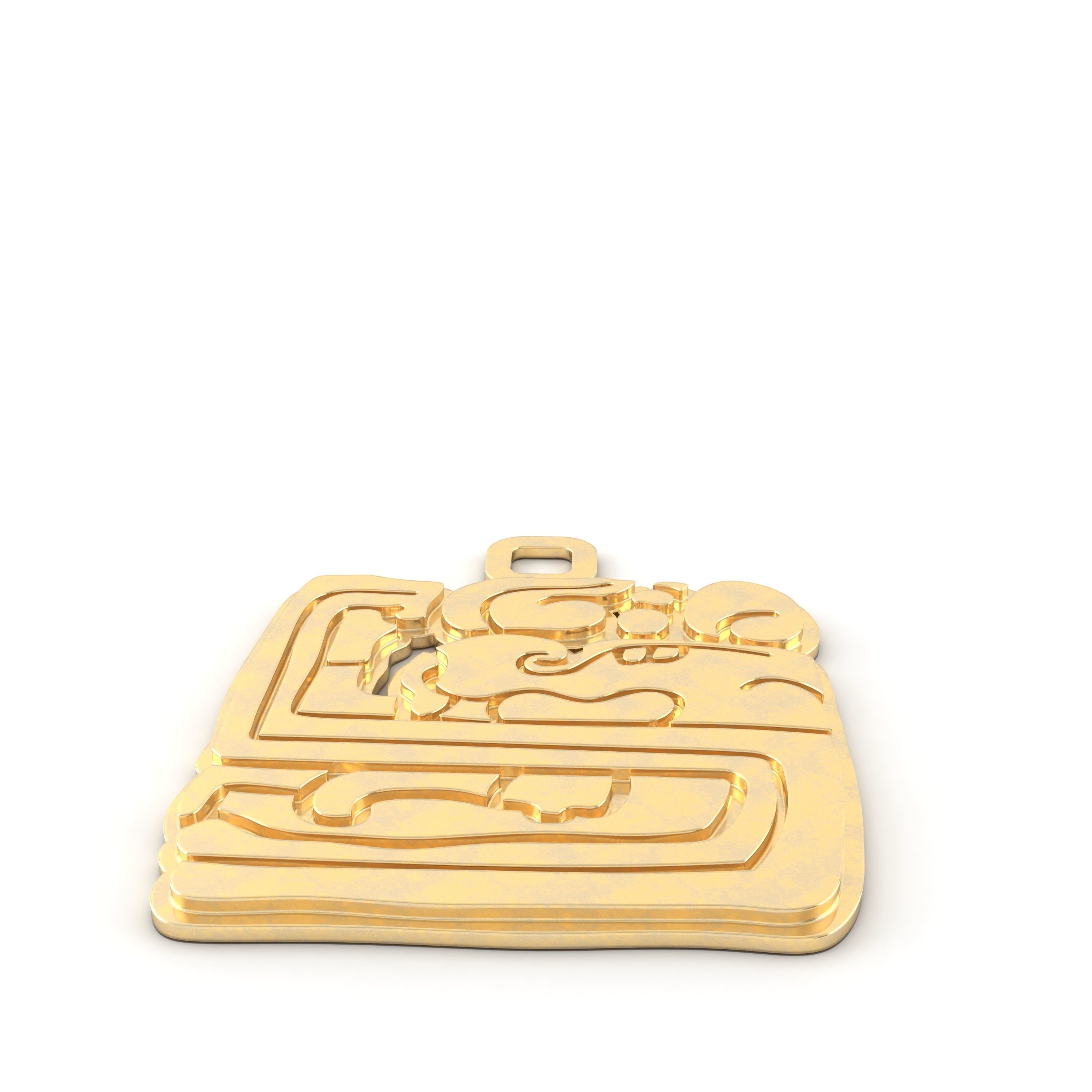 Mayan native glyph pendant 10 3D print model_3