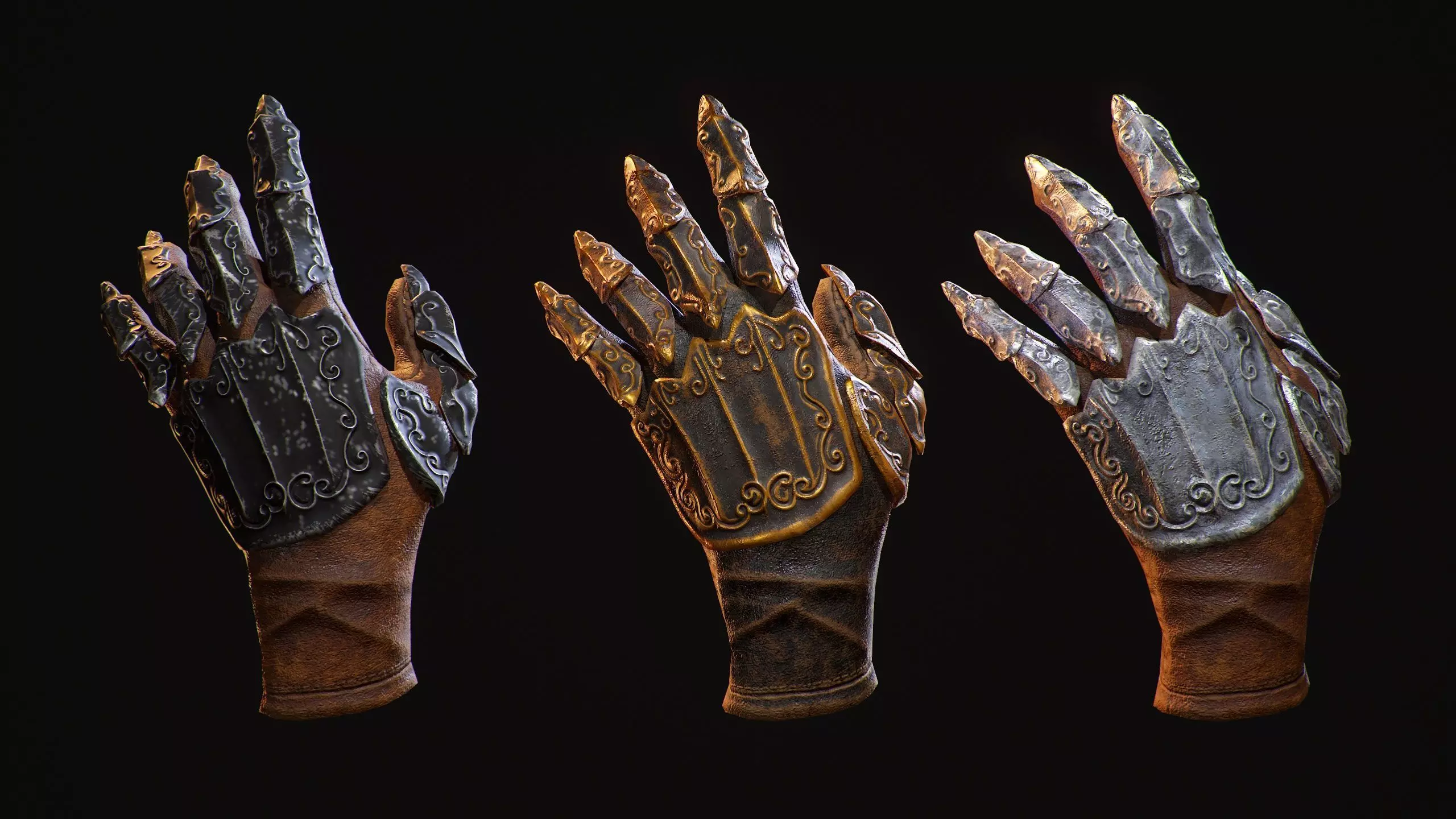 Armored Gloves Low-poly 3D model