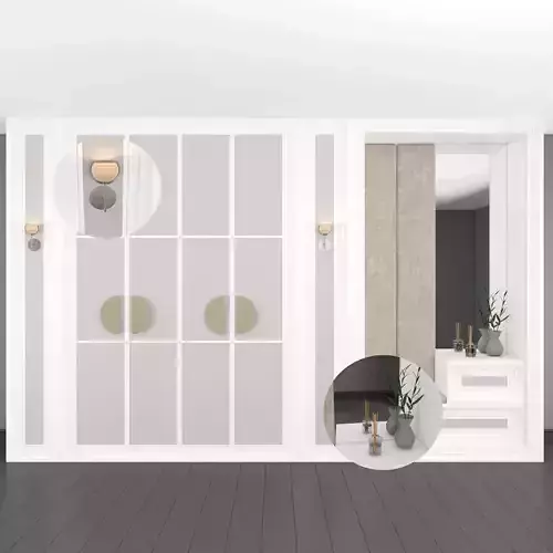 wardrobe with brass knobs 3D model
