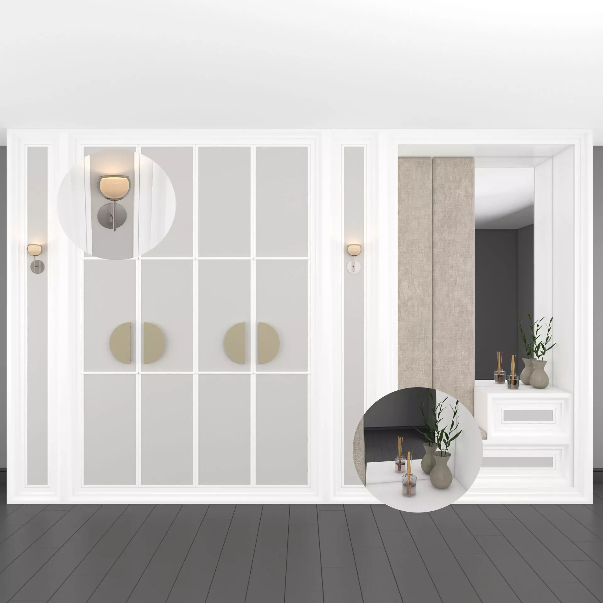wardrobe with brass knobs 3D model_0