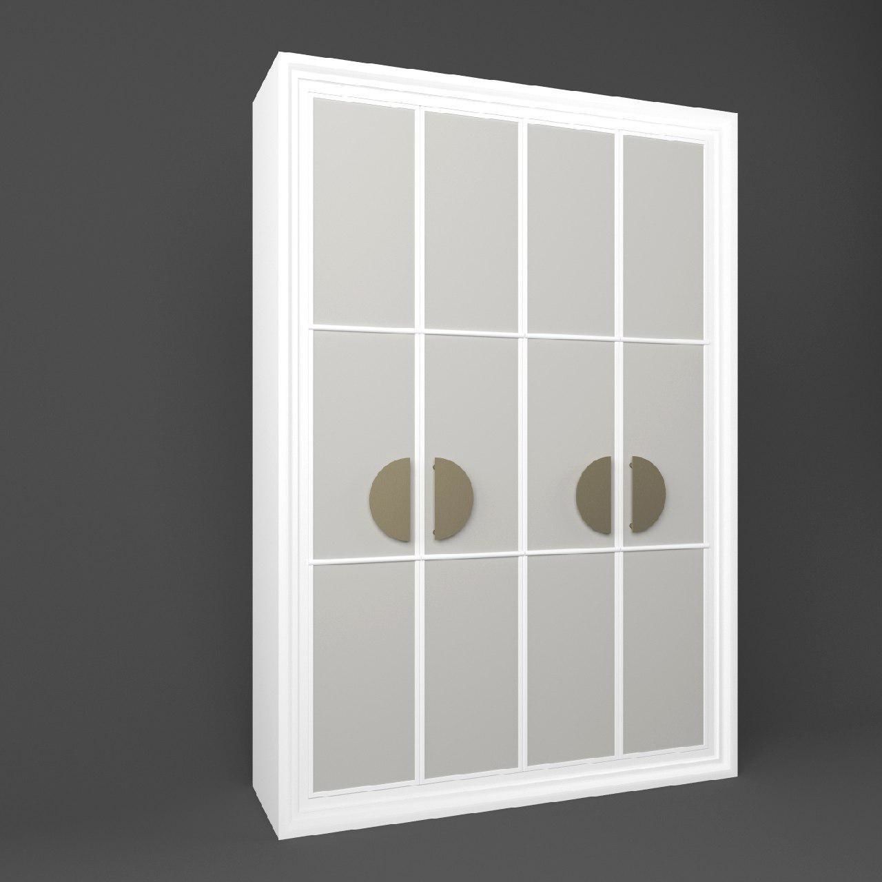 wardrobe with brass knobs 3D model_3